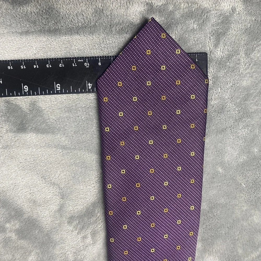 David Donahue Tie Mens One Size Purple 100% Silk Geometric Classic Woven Necktie